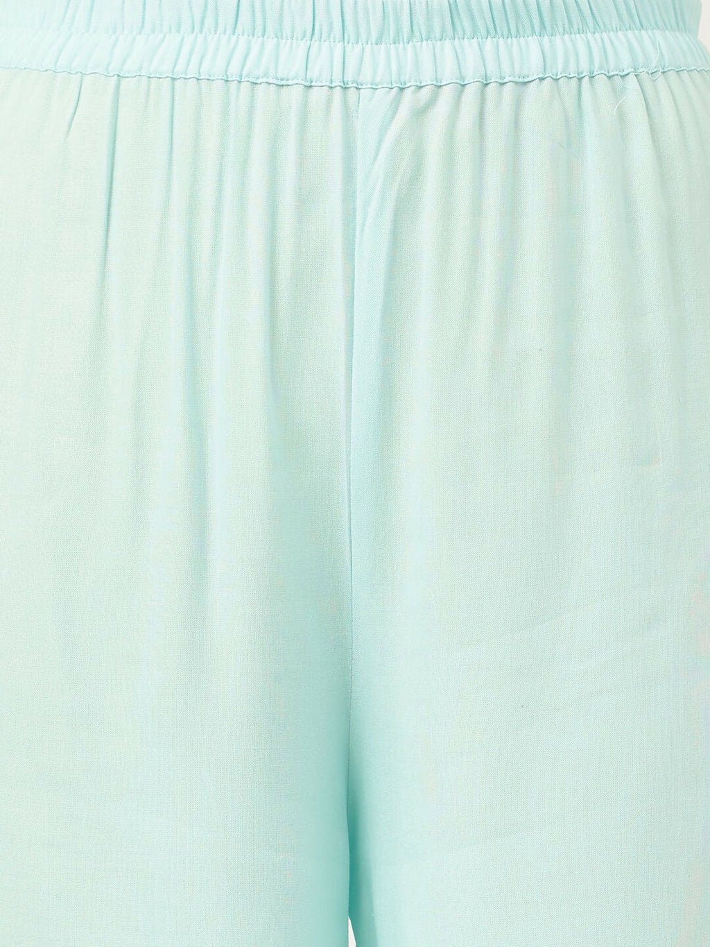 Blue Straight Kurta and Bottom Set with Intricate Embroidery