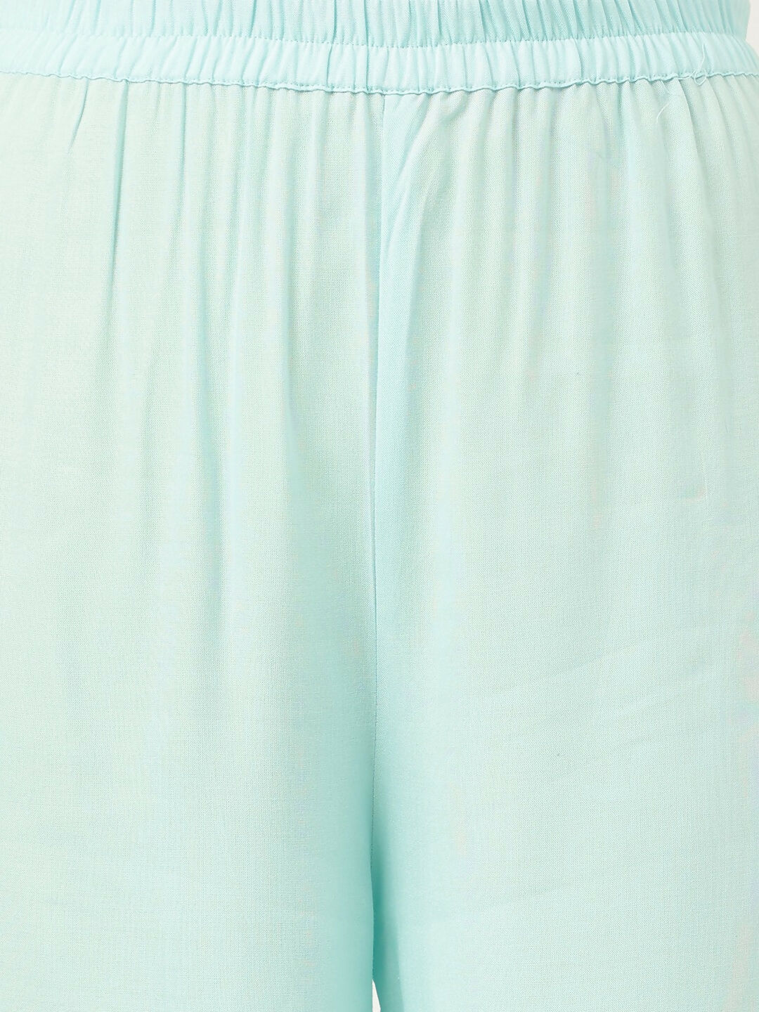 Blue Straight Kurta and Bottom Set with Intricate Embroidery
