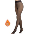 MANZI Womens Polka Dots Fleece Lined Faux Sheer Black Warm Tights Patterned Fake Translucent Winter High Waisted Thick Thermal Stockings L/XL