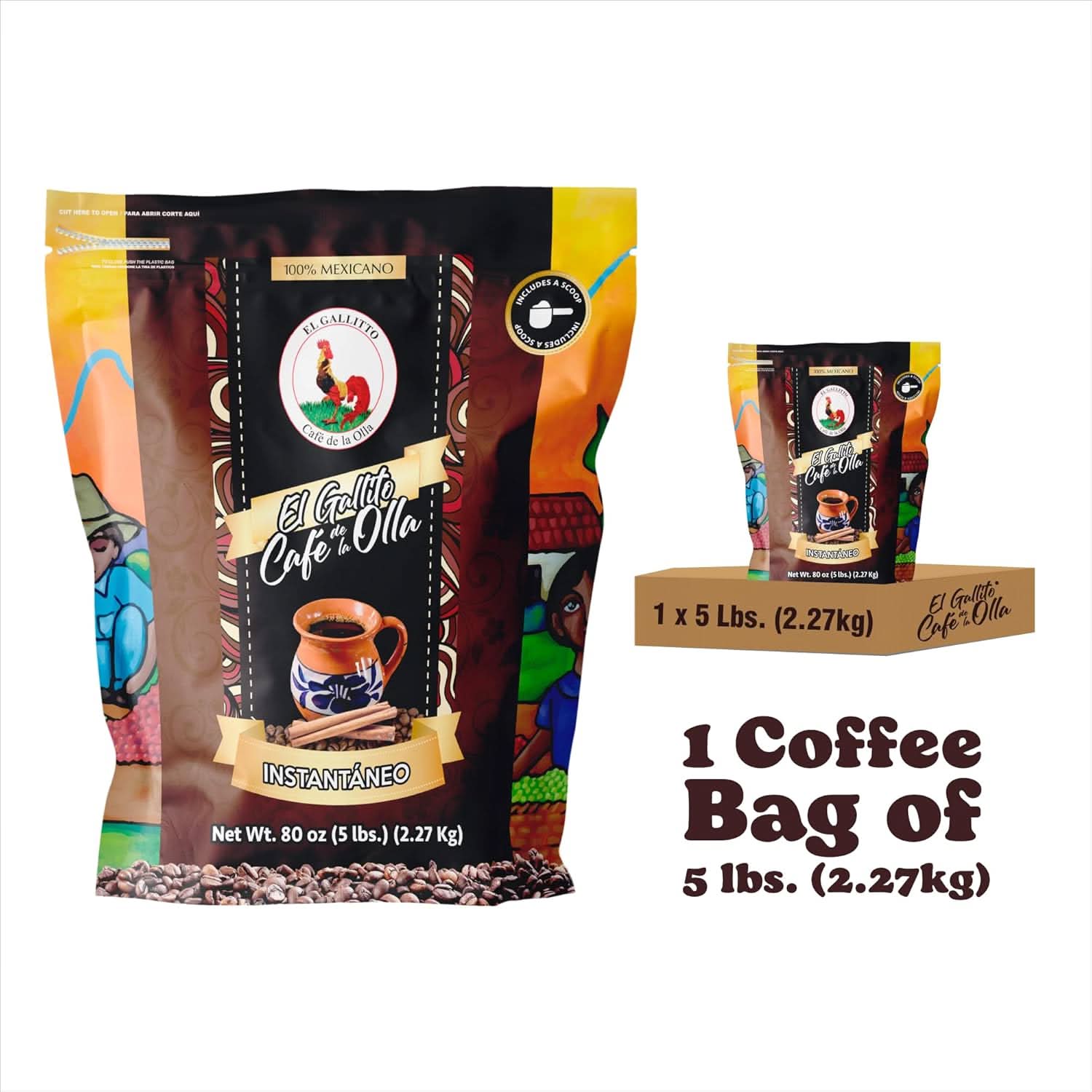 Café de la Olla Instant Mexican Coffee 5 lb Traditional Blend