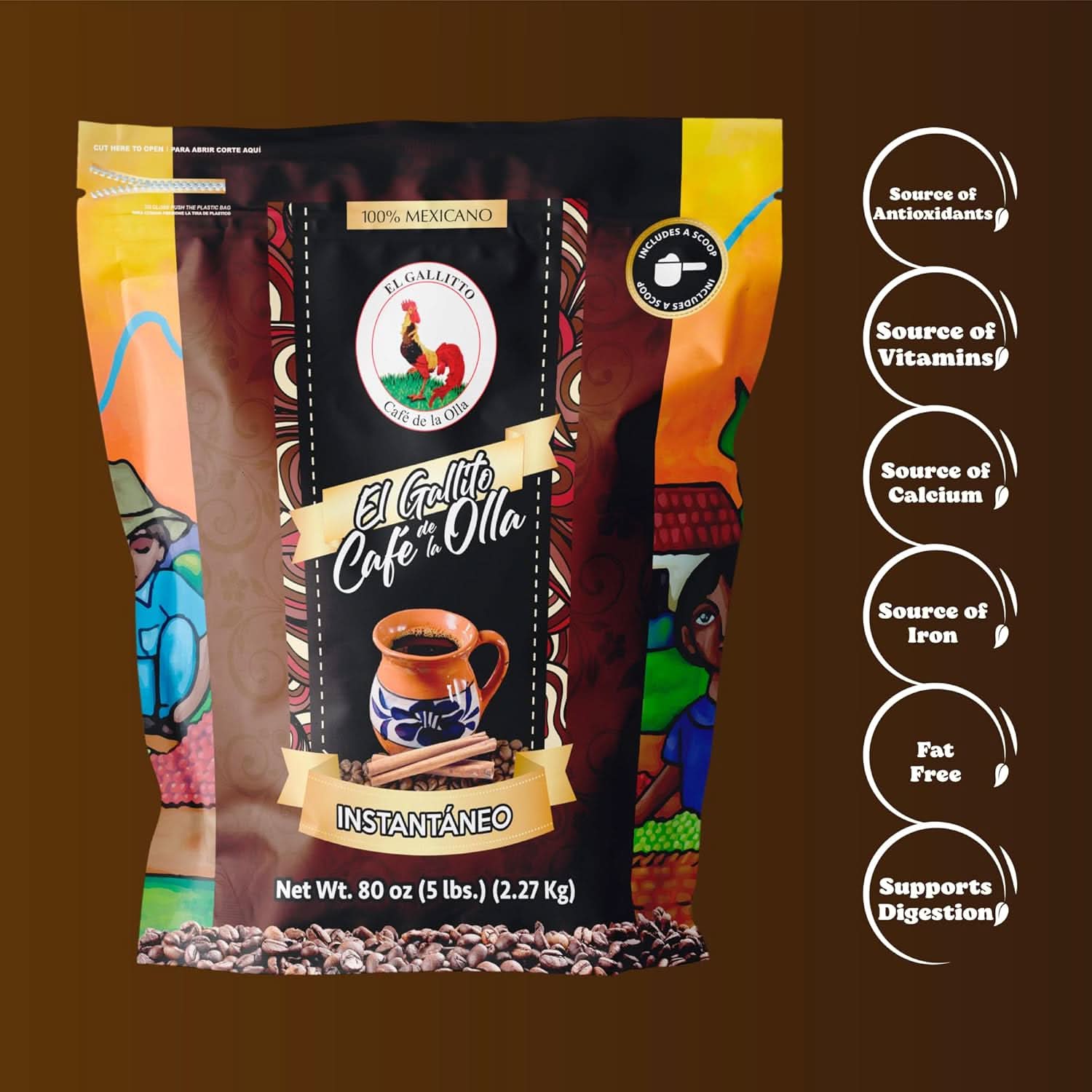 Café de la Olla Instant Mexican Coffee 5 lb Traditional Blend