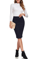 ODCOCD Womens Faux Suede Pencil Skirt (Black L)