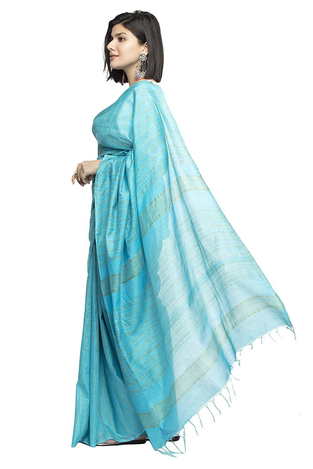 Firozi Bhagalpuri Saree with Unstitched Blouse Piece