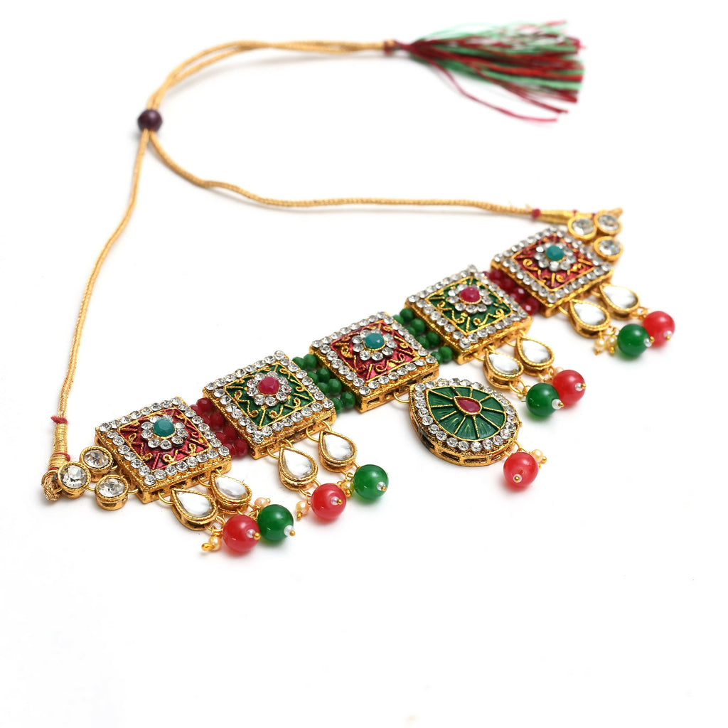 Meena and Pearl Work Statement Choker in Gold-Polished Brass