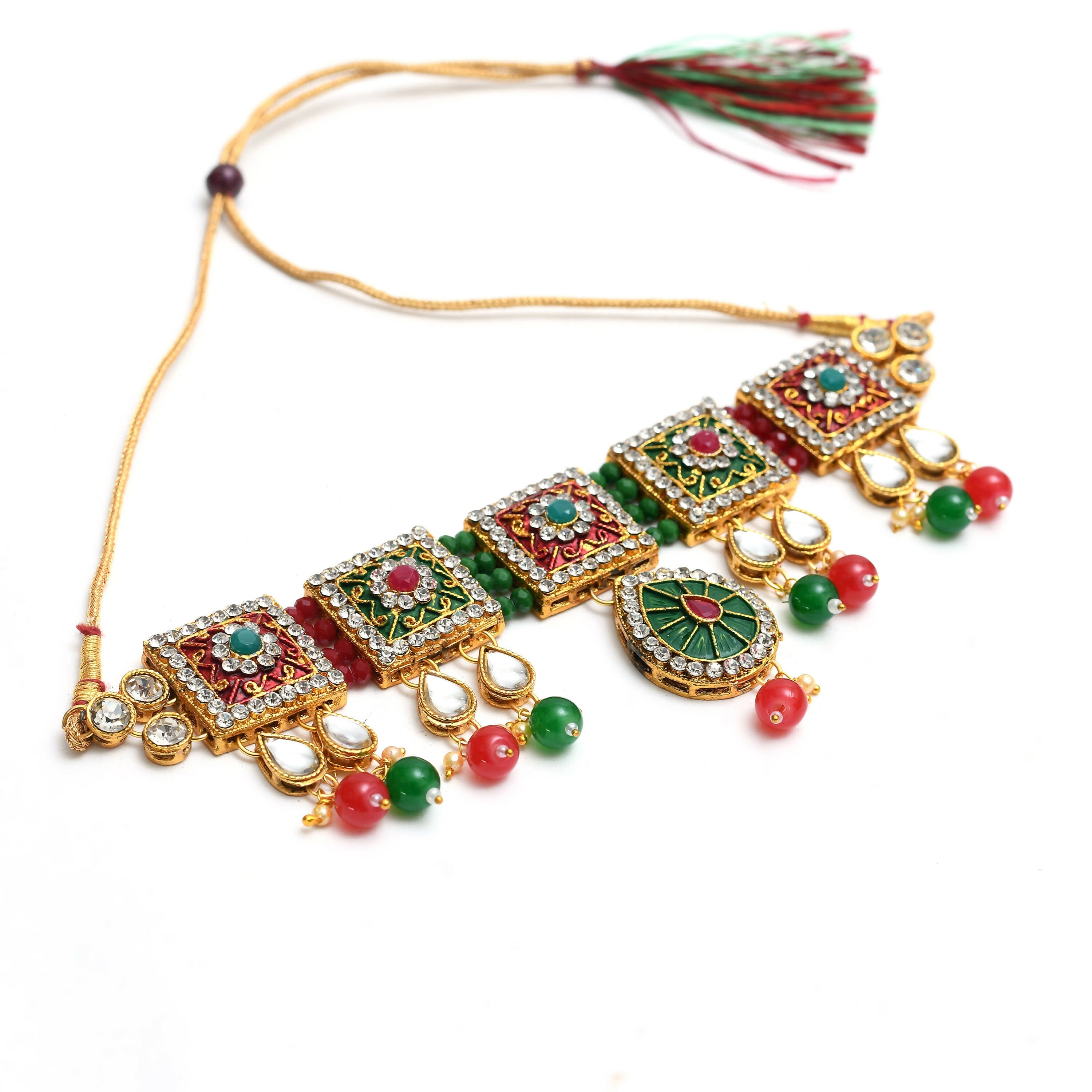 Meena and Pearl Work Statement Choker in Gold-Polished Brass