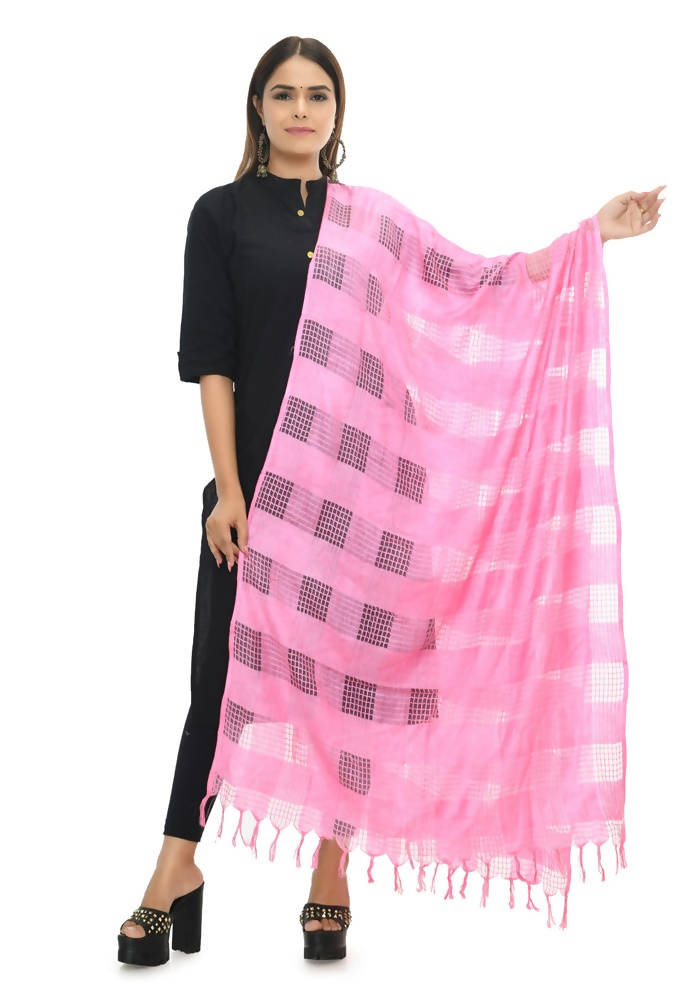 A beautiful baby pink cotton dupatta with delicate self-work for infants and toddlers.