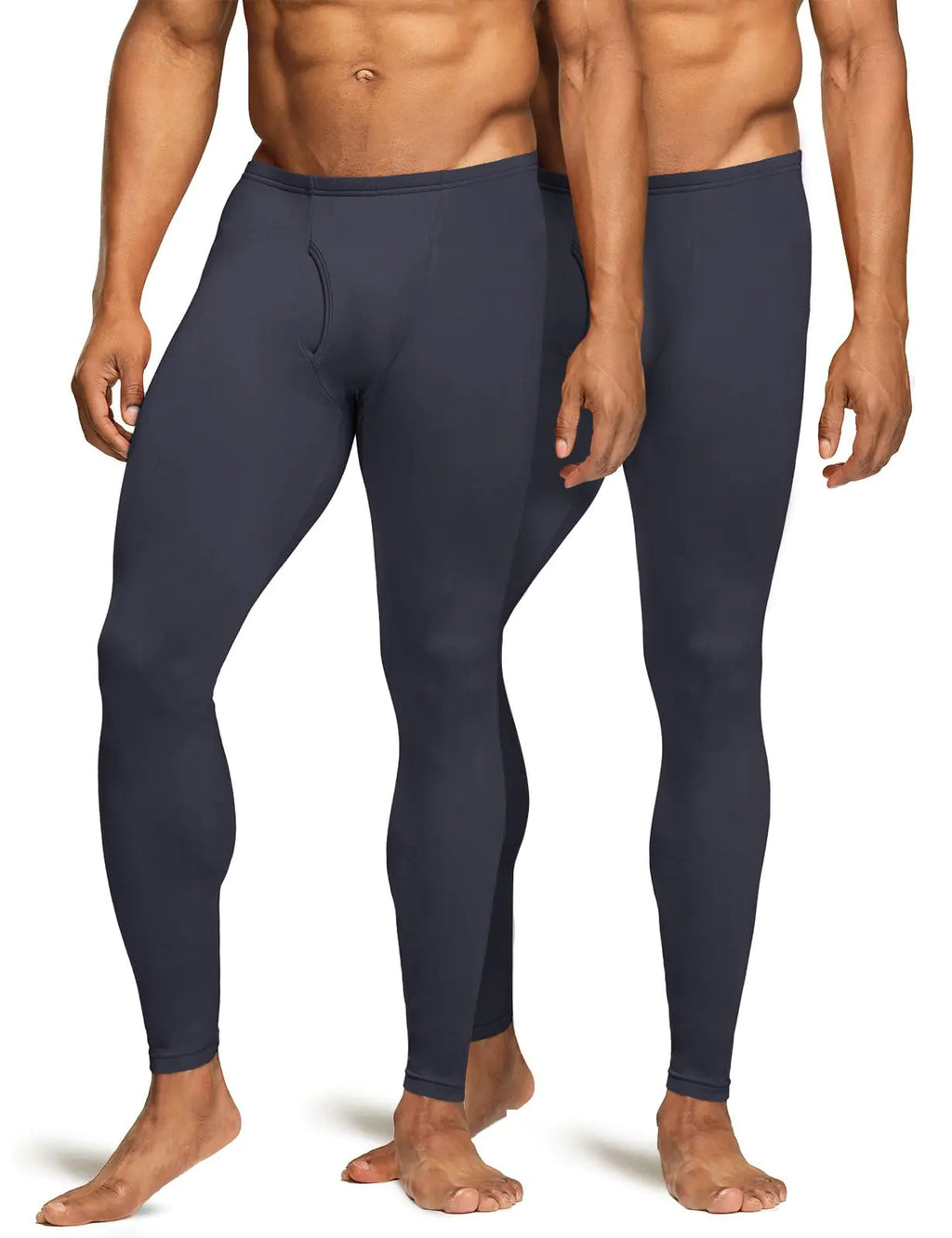 TSLA Mens Thermal Underwear Pants Heated Warm Fleece Lined Long Johns Leggings Winter Base Layer Bottoms Thermal Fly-Front 2pack Dark Grey X-Large