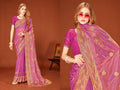 Dusty pink Fendi two-tone silk saree with Zari and Zircon embellishments