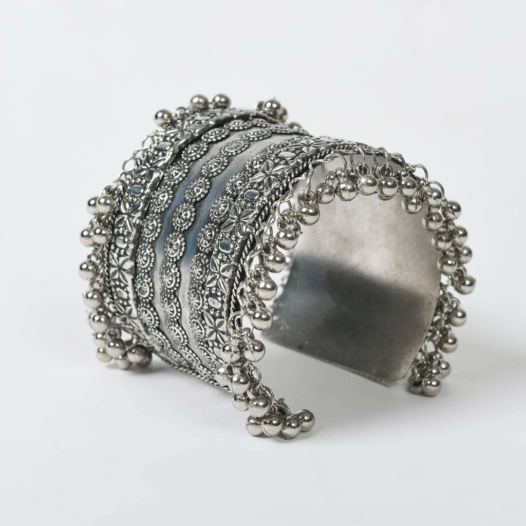 Joharkamal Oxidised Silver-Plated Ghungroo Handcrafted Bracelet