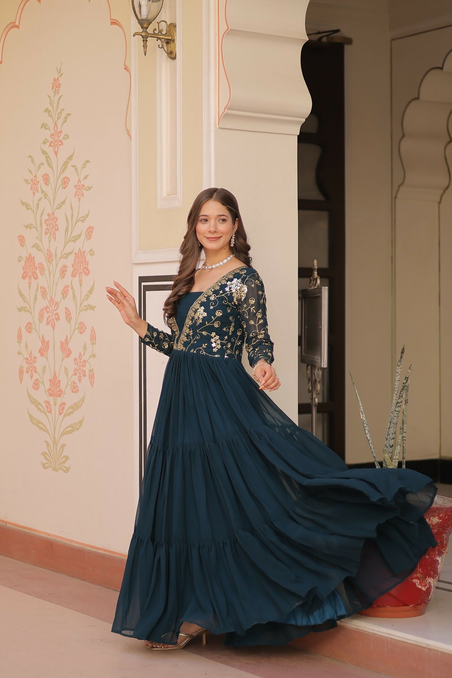 Rama Georgette Sequence Embroidery Dress for Women