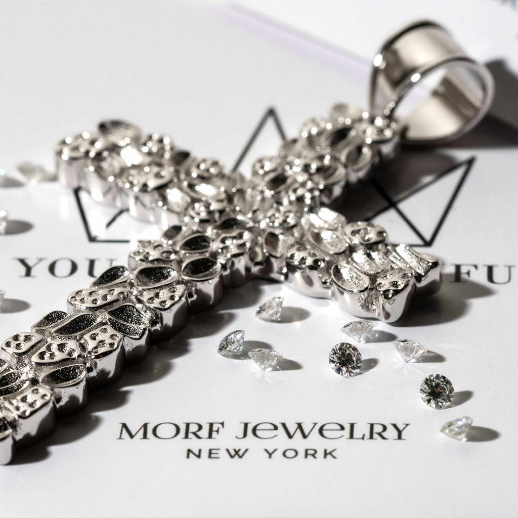 Nugget Cross Pendant Religious 925 Sterling Silver