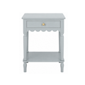 Wood Scalloped Side Table in Blue Mist