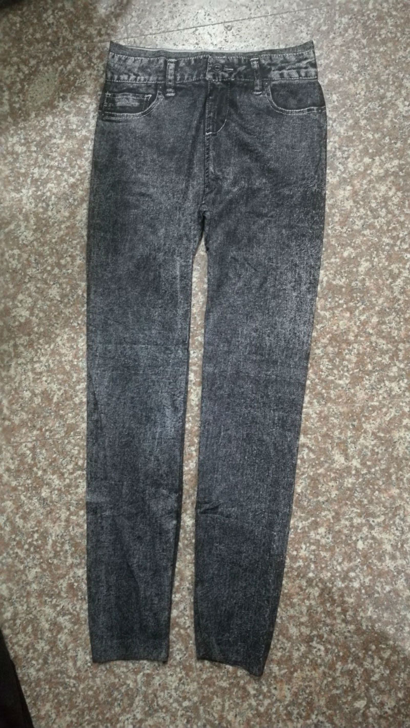 Women's Elastic Waist Stretch Denim Leggings with Functional Pockets