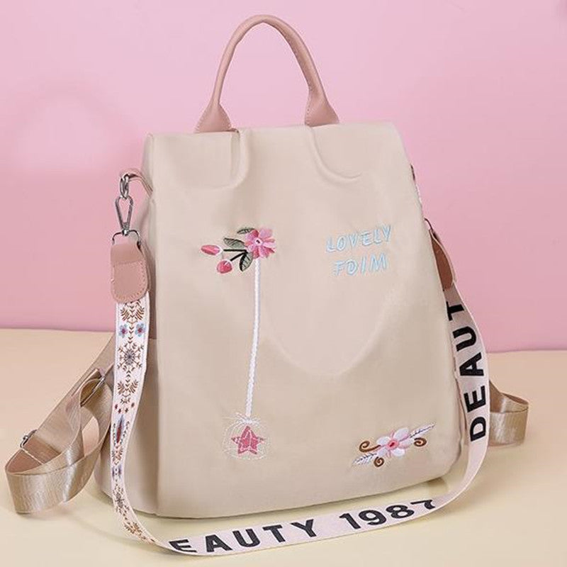 Embroidered Anti-Theft Waterproof Women’s Travel Backpack