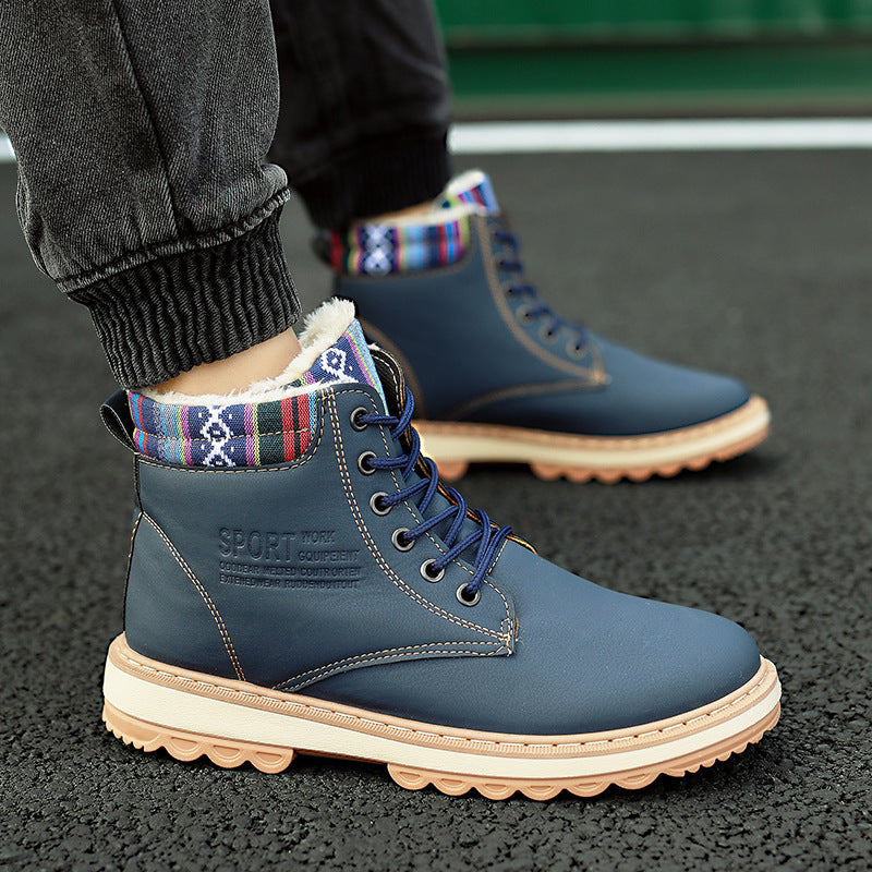 Waterproof Men's Winter Snow Boots with Warm Plush Lining