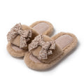 Women’s Plush Memory Foam Slippers with Bow, Cozy Indoor Footwear