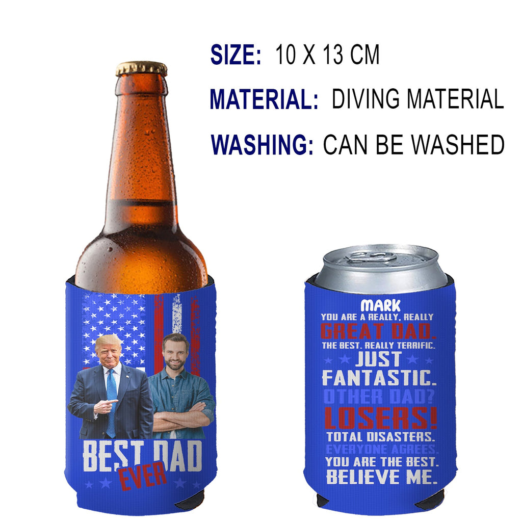 Best Dad Ever Can Cooler | Personalized Trump Drink Holder for Dad | Unique Father’s Day Gift from Kids | MAGA Gift for Dad Papa Grandpa 682457 - GOP