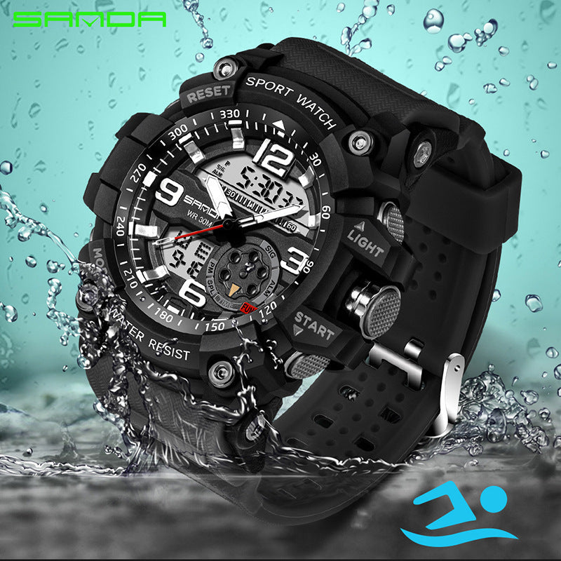 Professional Analog-Digital Sport Watch with Night Mode