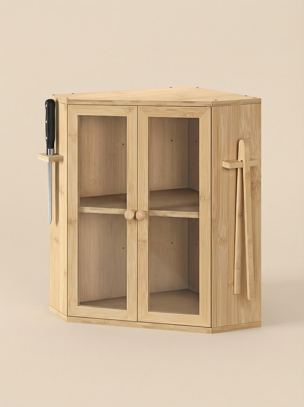 2-Tier Bamboo Bread Box with Clear Doors Kitchen Organizer
