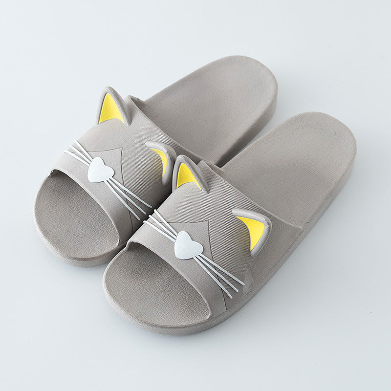 Women’s Kawaii Cat Platform Slide Sandals – Soft Sole Beach Slippers