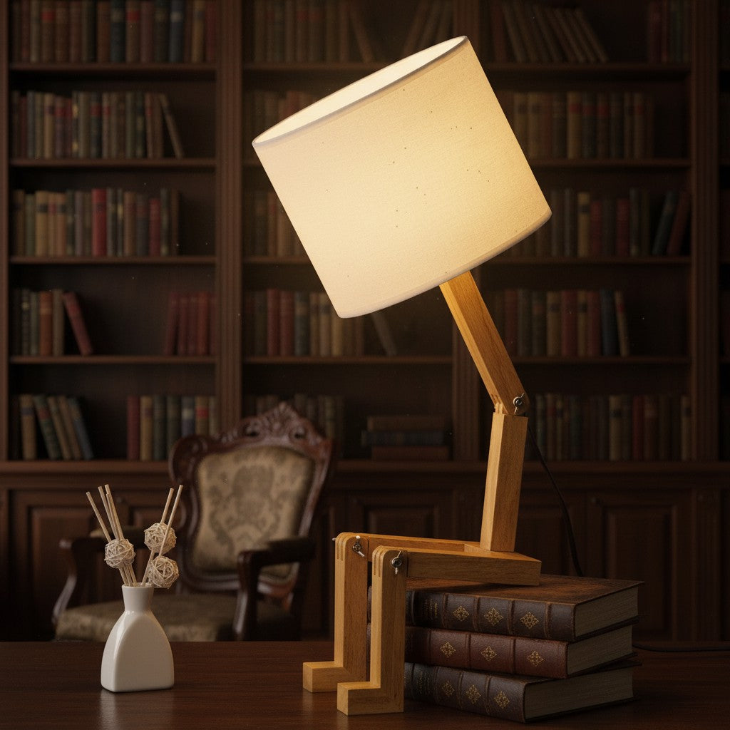 Modern Foldable Wooden Desk Lamp – Minimalist Adjustable Table Light