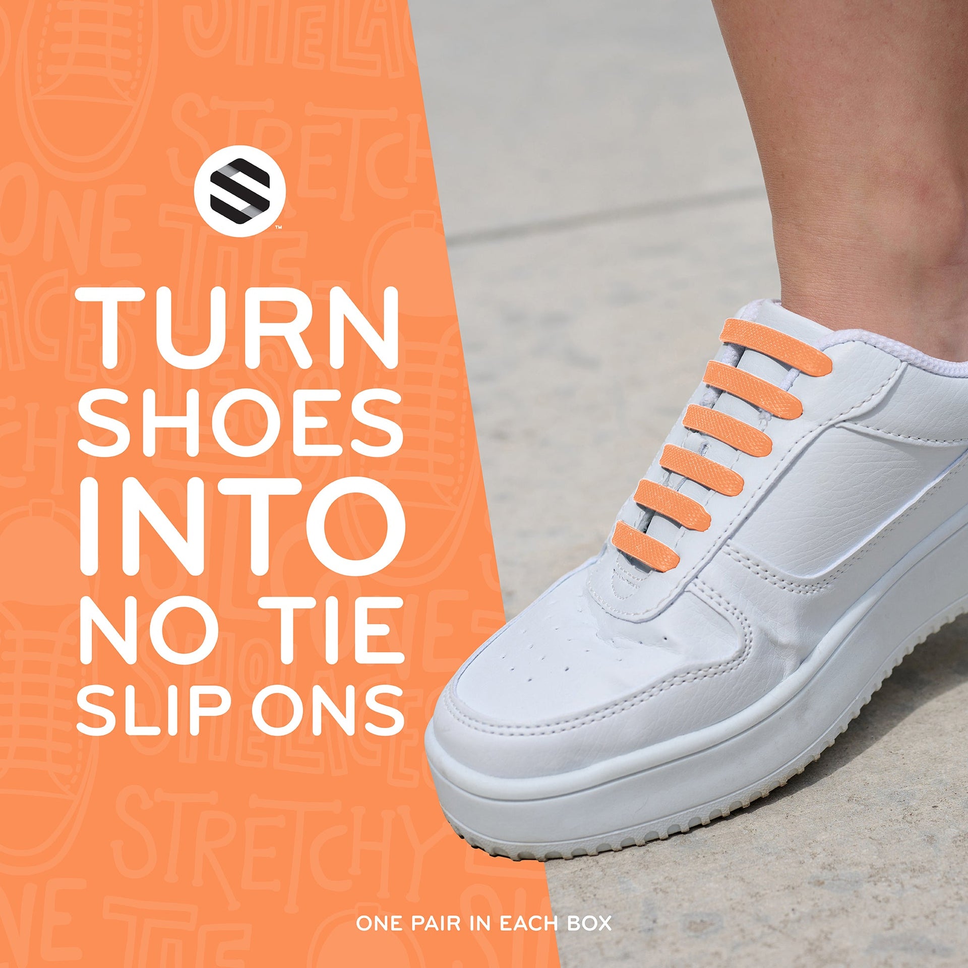Orange Stretchy Tieless Silicone Elastic Shoelaces | 20 Straps