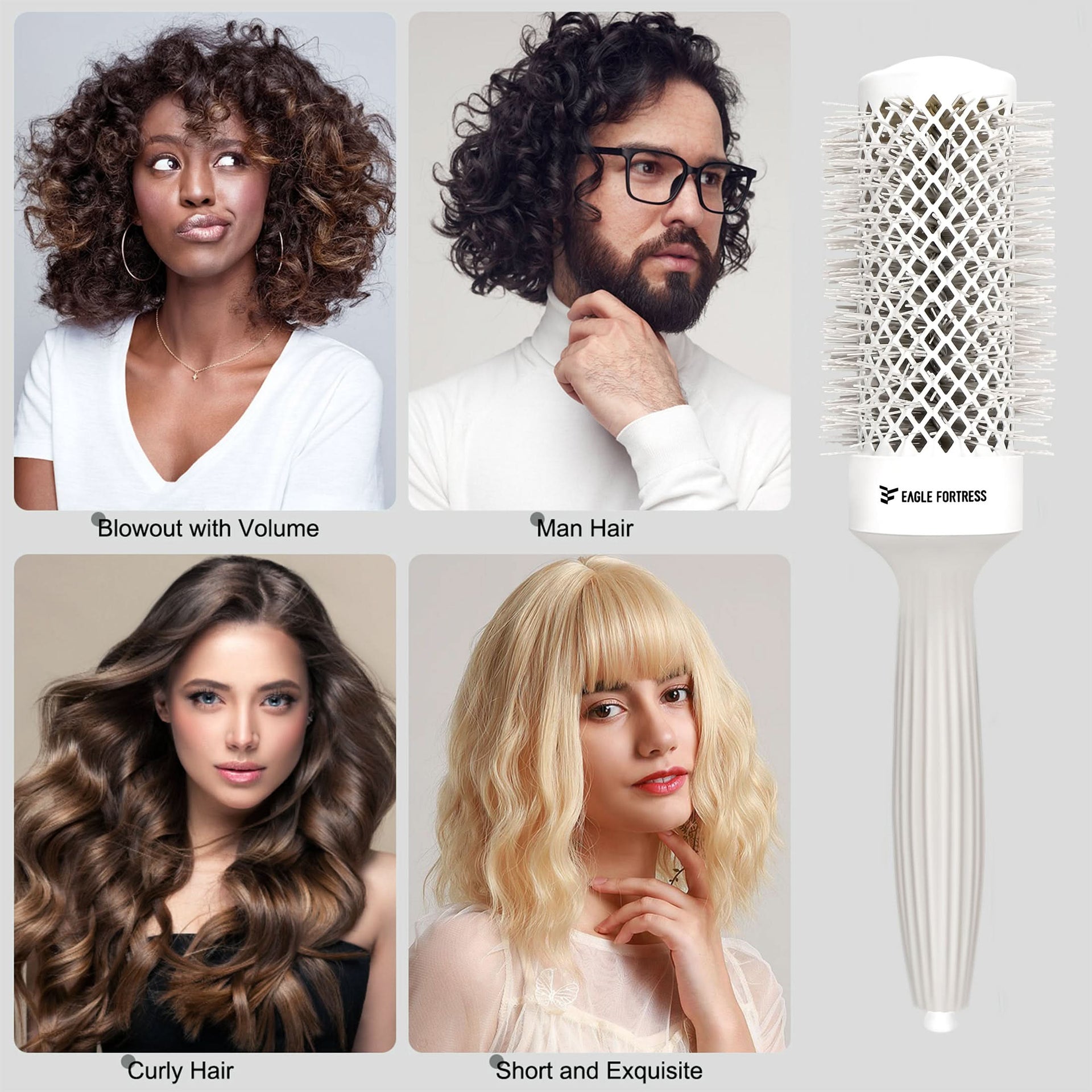 Professional Ceramic Ionic Round Hair Brush 1.69in for Blow Drying