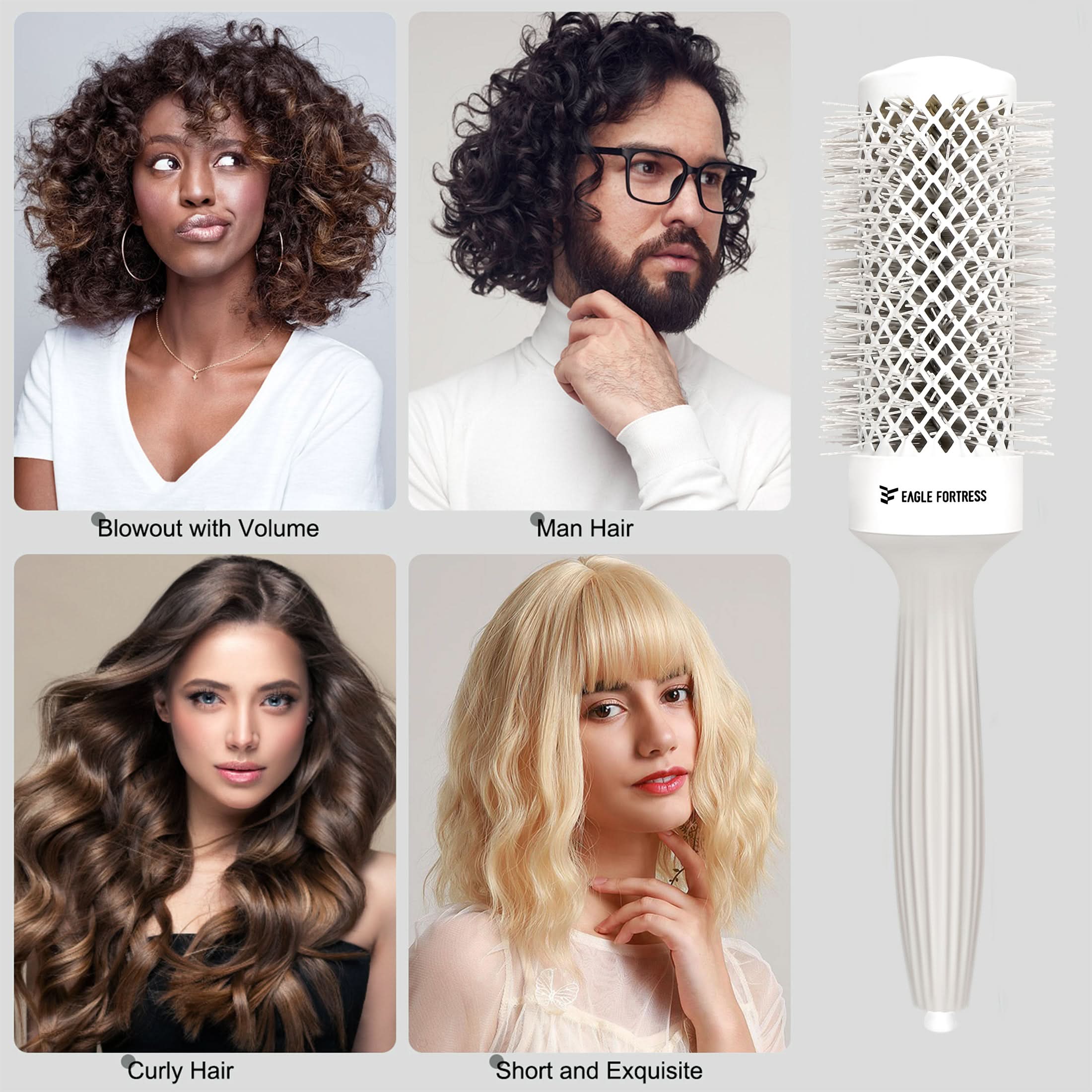 Professional Ceramic Ionic Round Hair Brush 1.69in for Blow Drying