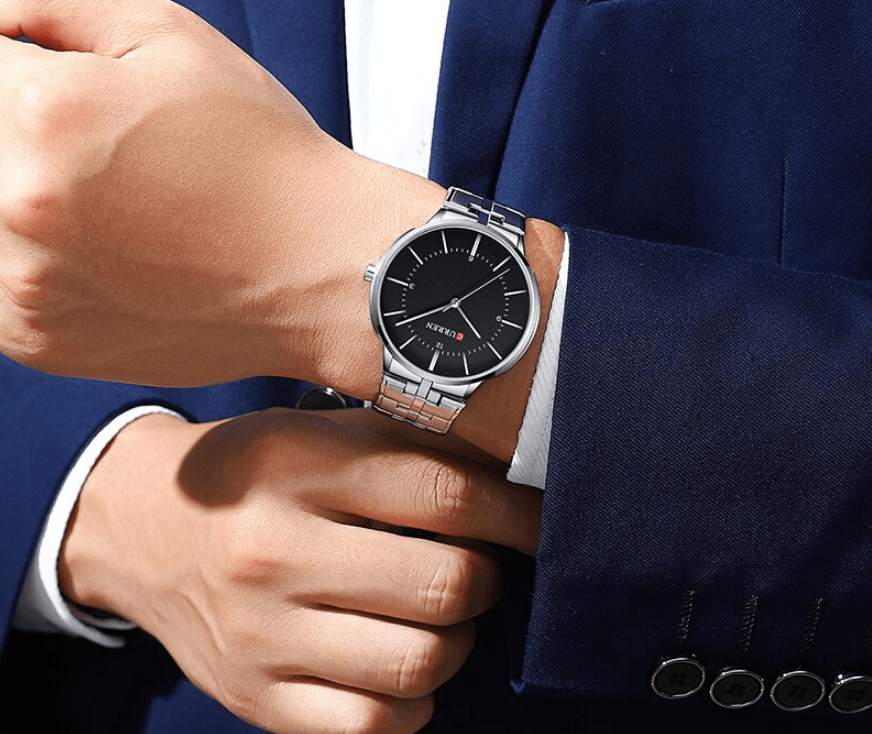 Men's Slim Waterproof Watch with Shining Link Bracelet