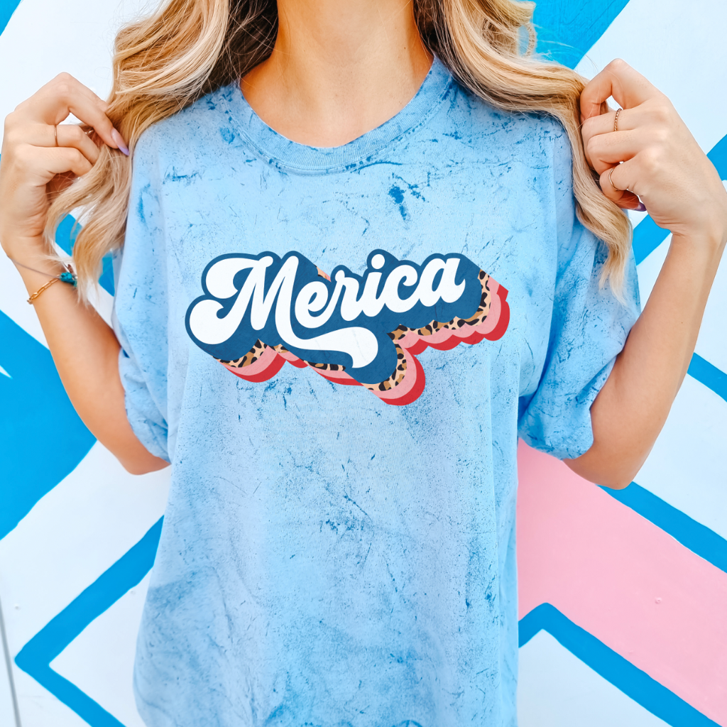 Leopard Merica Tie Dye Graphic Tee – Cute Patriotic USA Shirt for Women