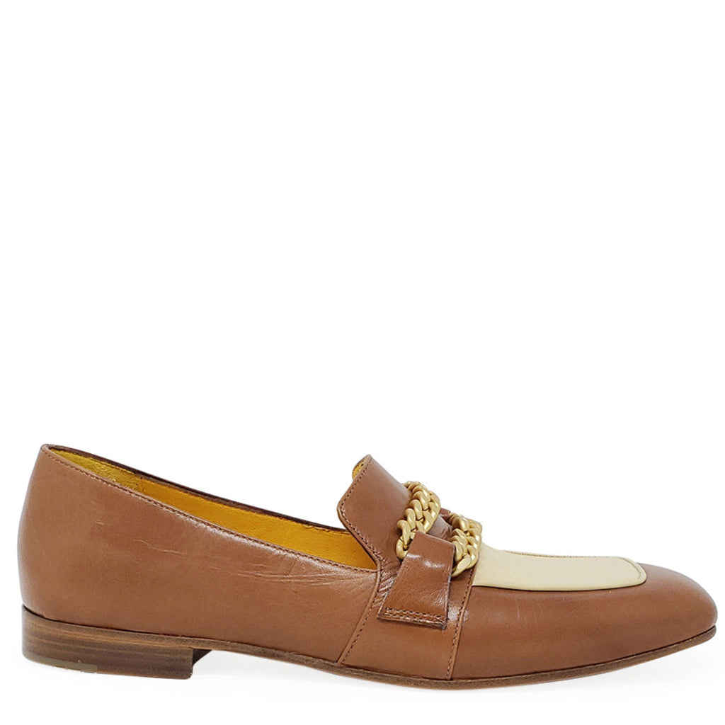 Flat Loafer Tan/Cream