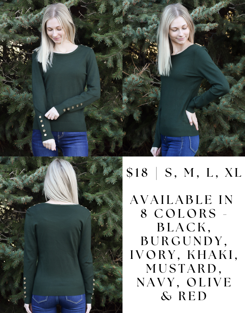 Button Shoulder & Sleeve Sweater in Mustard Knit Pullover