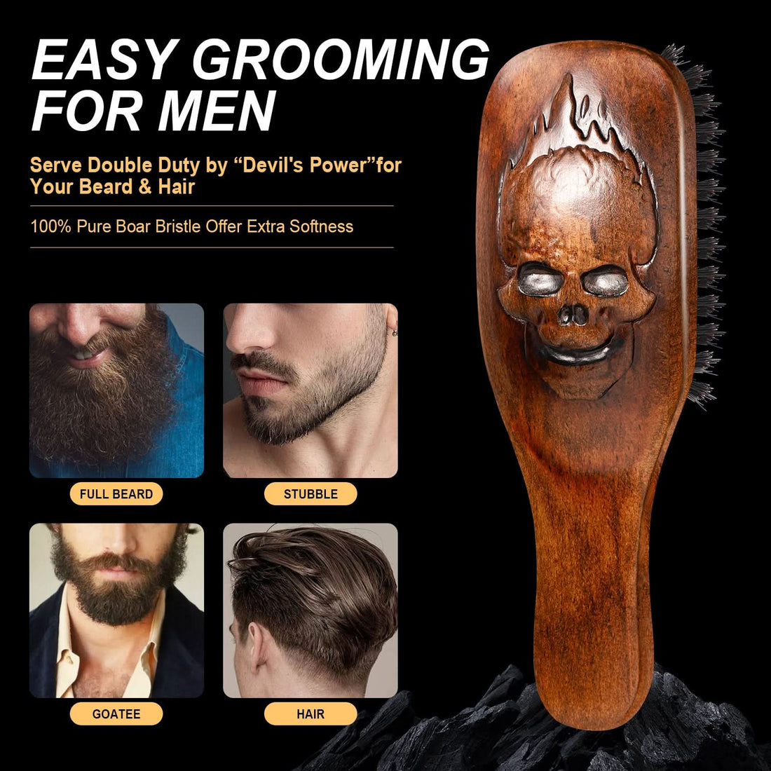Inferno Styler Military Beard and Hair Brush Professional Grade
