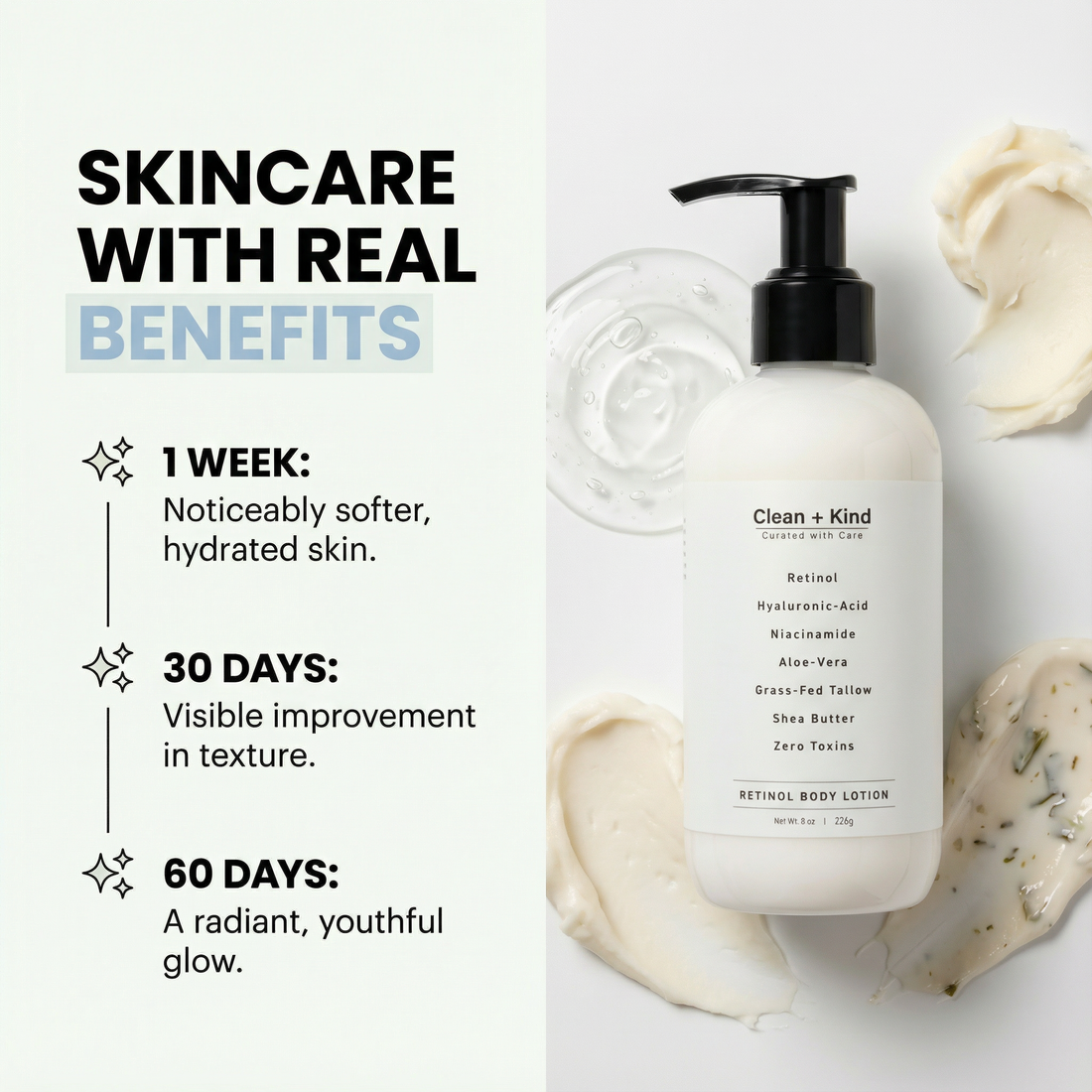 Retinol Body Lotion with Hyaluronic Acid and Grass-Fed Tallow - Image 4