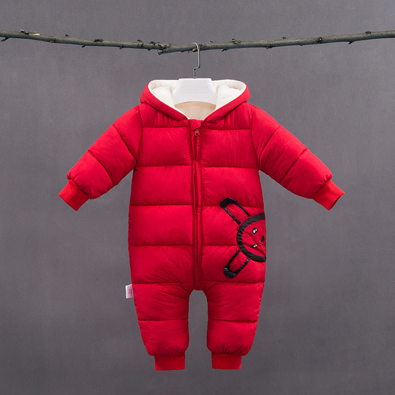 Baby Hooded Winter Snowsuit Jumpsuit with Bear Ears for Newborns
