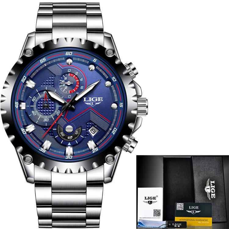 Men's Business Elegant Analog Watch with Leather Strap and Day View