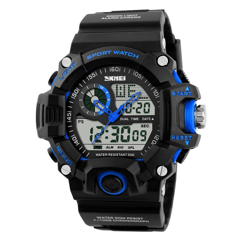 SKMEI military-style watch with camo print and dual analog-digital display