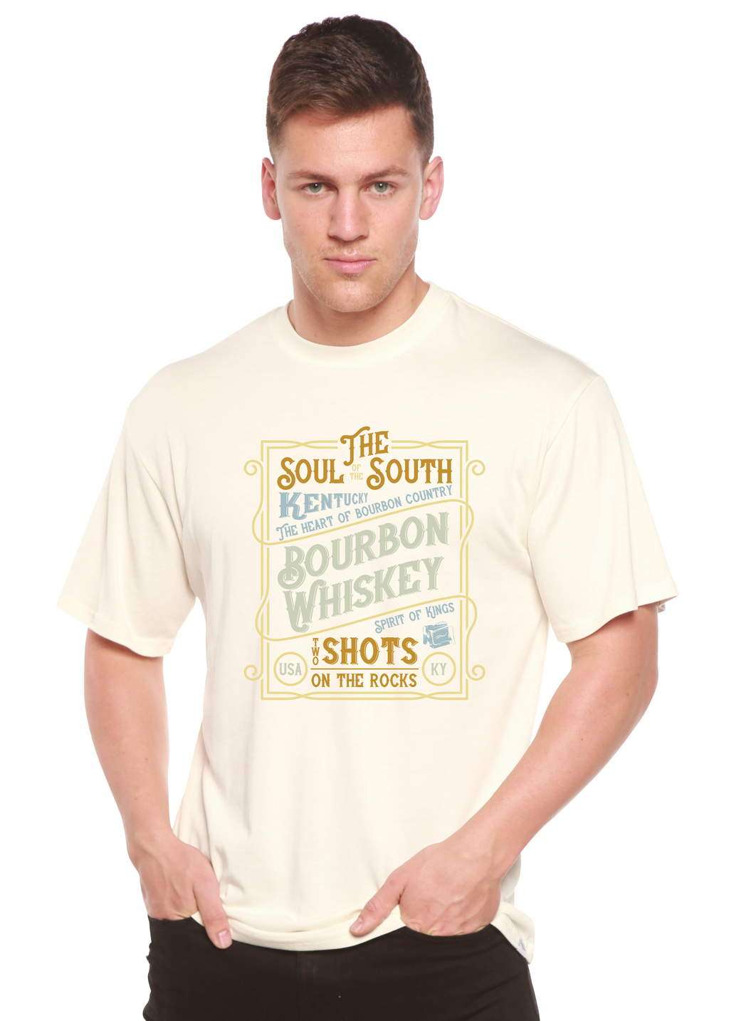 Bourbon Whiskey Men's Bamboo Viscose/Organic Cotton Short Sleeve Graphic T-Shirt