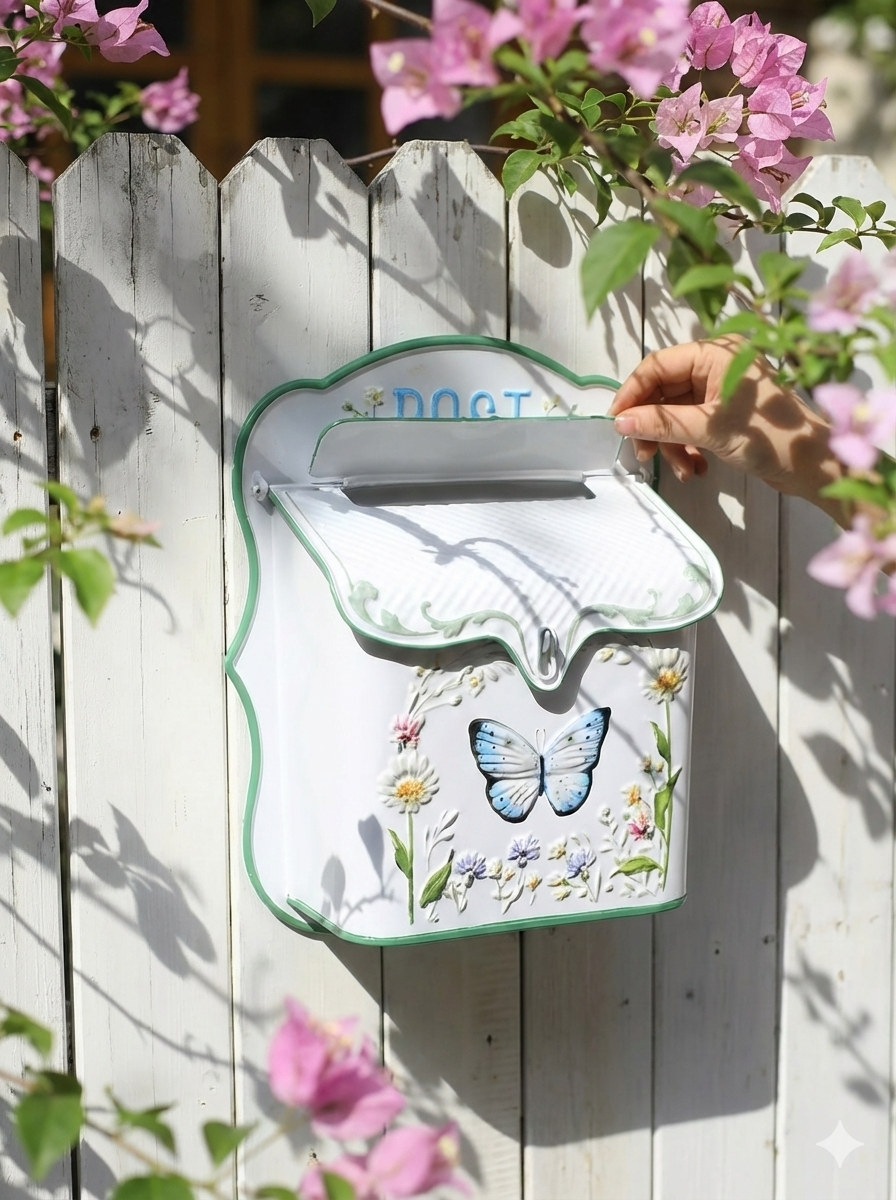 Vintage Farmhouse Wall-Mounted Metal Post Box Mailbox