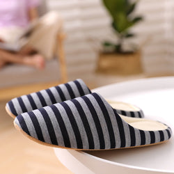 Women’s Cute Rabbit Striped House Slippers - Soft Indoor Flats
