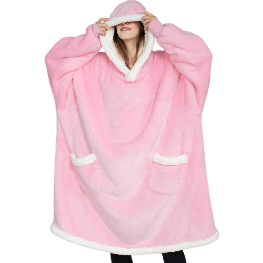 Oversized Fleece Wearable Blanket Hoodie with Pocket for Lounging