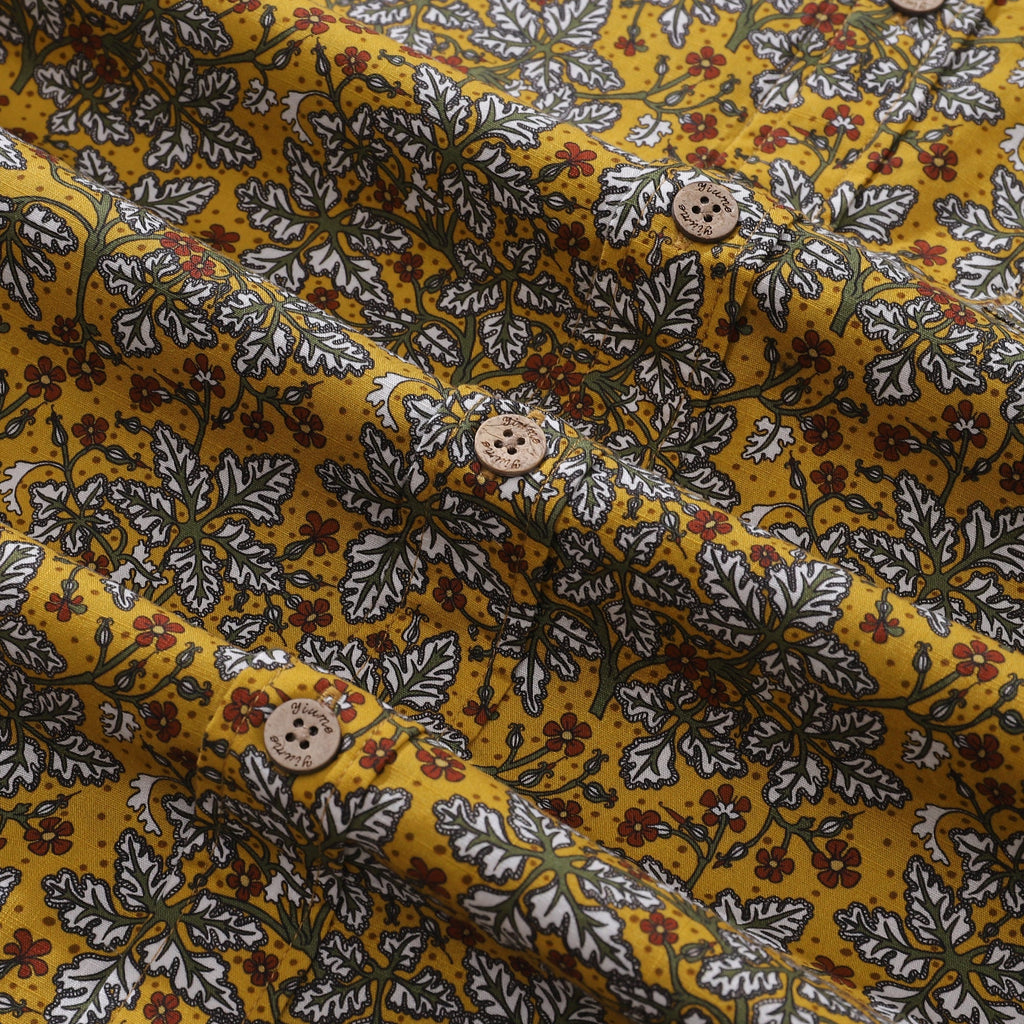 Men's Heritage Floral Leaf Print Short Sleeve Cotton Shirt