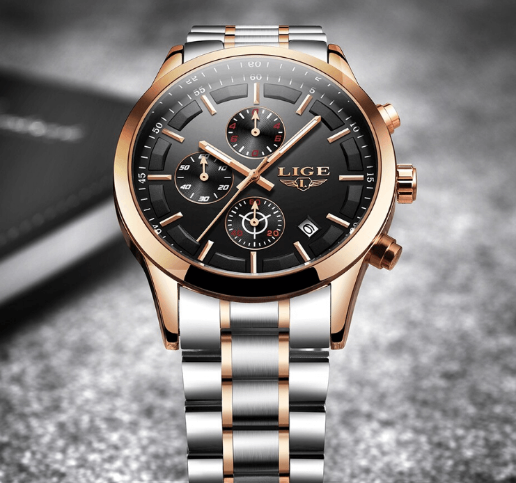 Men's Waterproof Chronograph Watch with Date Display & Luxury Dial