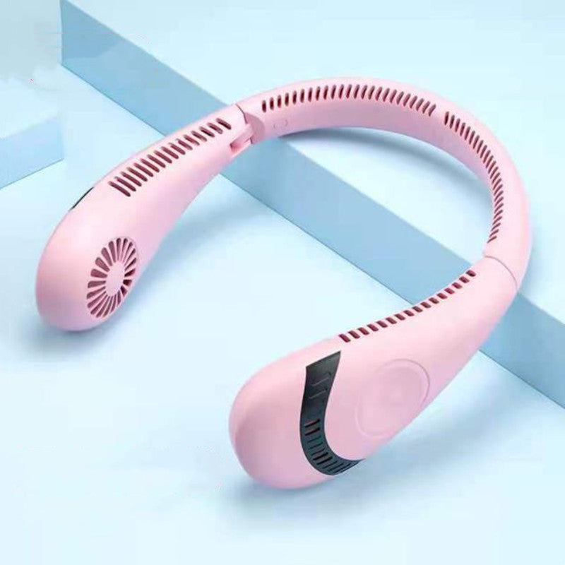 Leafless Portable Hanging Neck Fan with LED Display and 5 Speeds