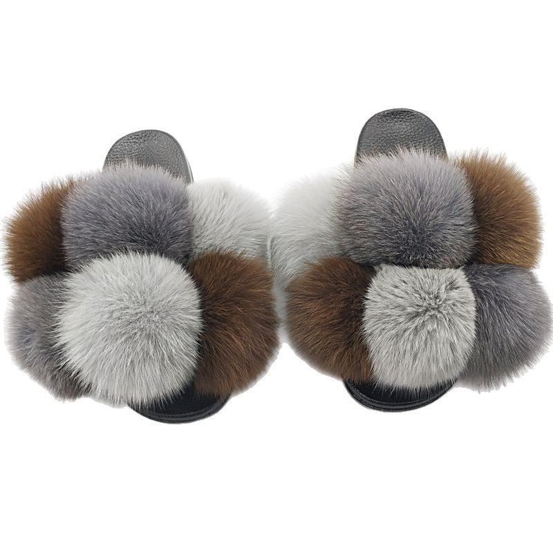 Women's Fluffy Faux Fur Open-Toe Maximalist House Slides
