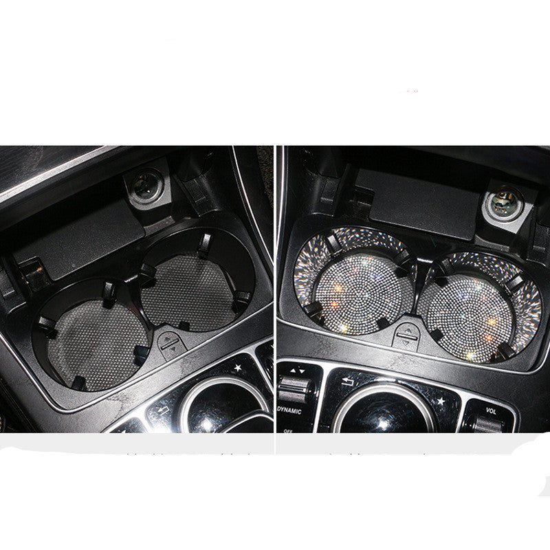 2PCS Glamorous Crystal Rhinestone Car Cup Holder Coasters - 2.75"