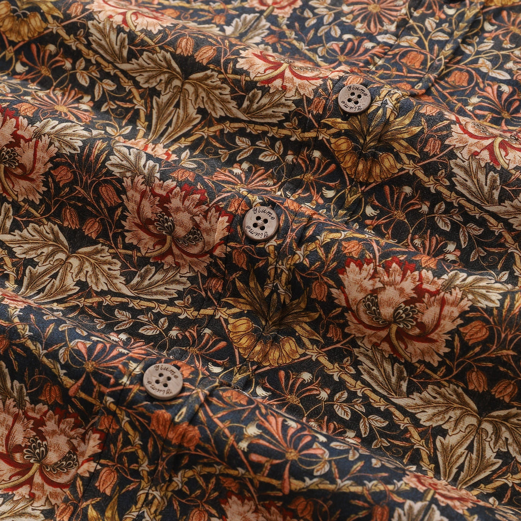 Vintage Hawaiian Shirt Matabie Floral Print Cotton Aloha Button-down