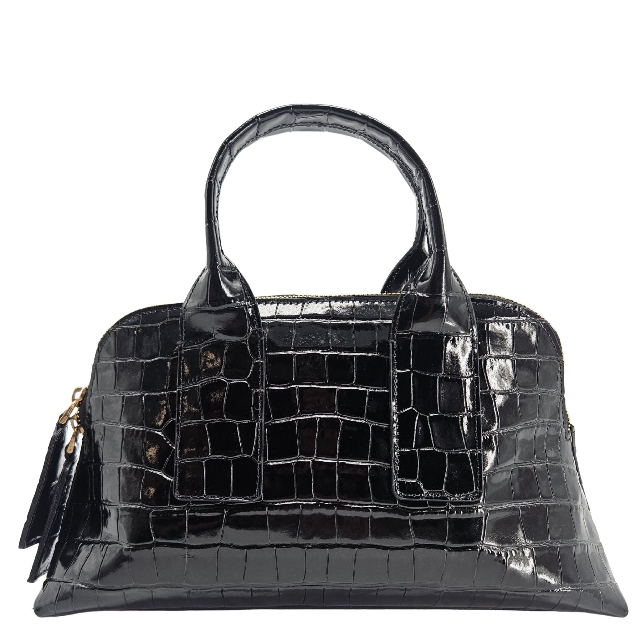 Niky Black Moc Croc Leather Mini tote Bag