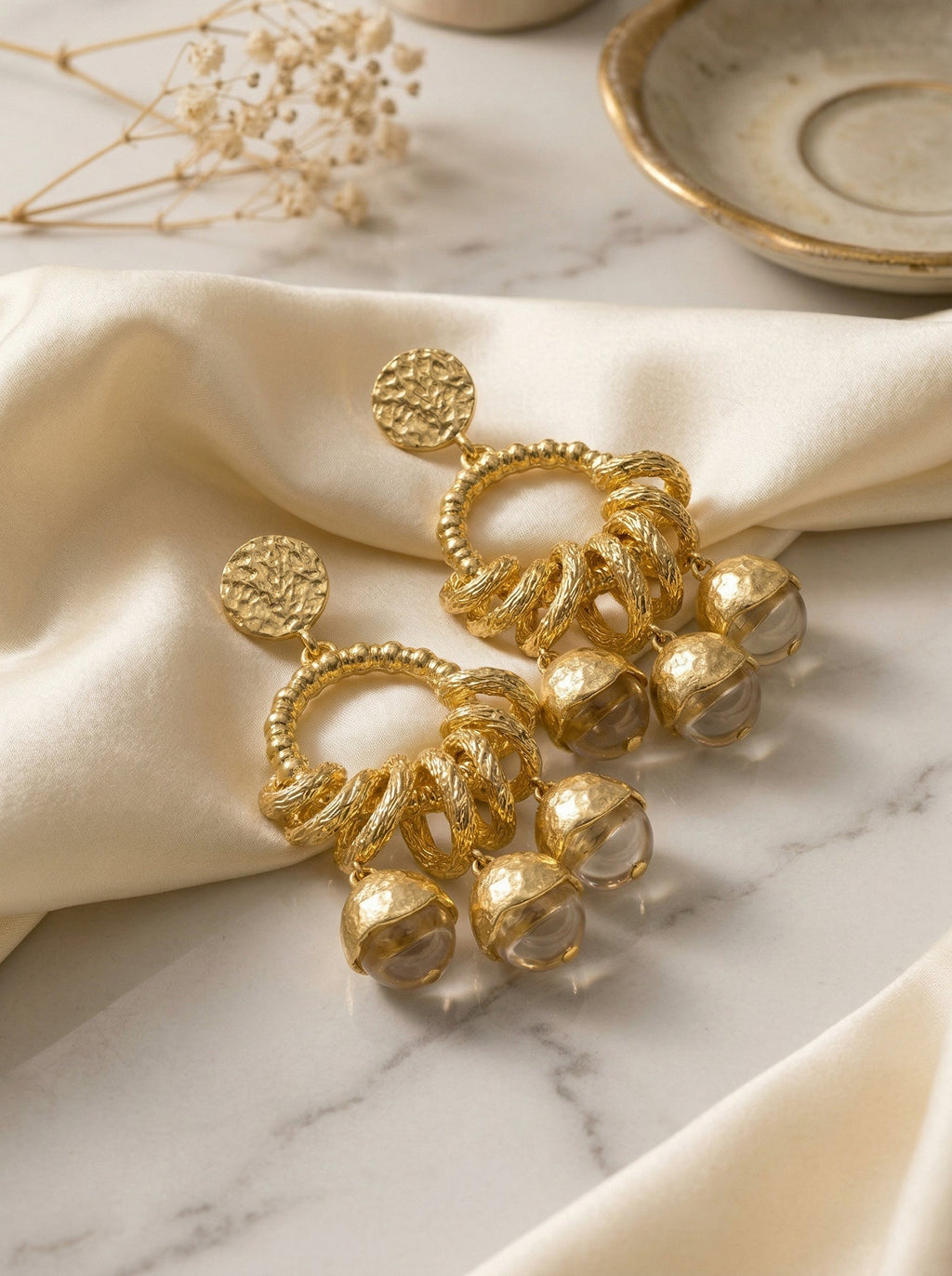 Vintage Fruit Charm Statement Earrings