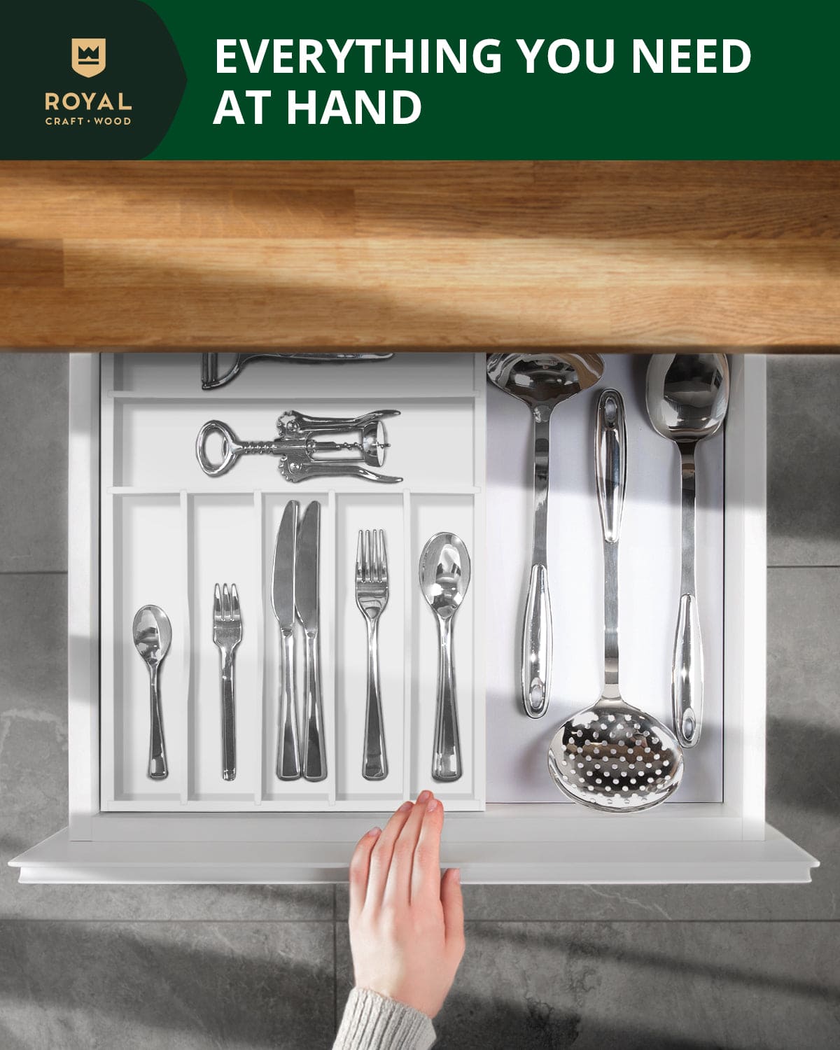 Basic Silverware Drawer Organizer, White